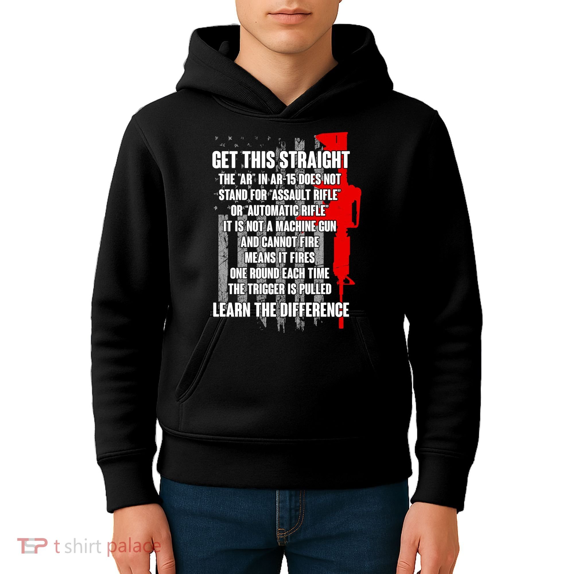 Get This Straight AR-15 US Flag Kids Hoodie