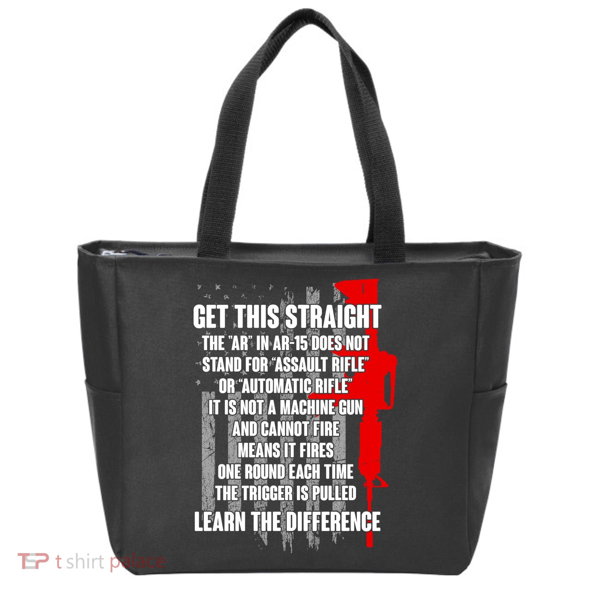 Get This Straight AR-15 US Flag Tote Bag
