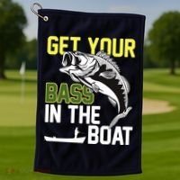 Get Your Bass In The Boat Golf Towel thumb 1