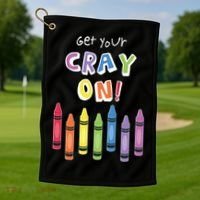 Get Your Cray On Crayon Golf Towel thumb 1