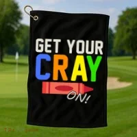 Get Your Cray-On! Fun Back To School Golf Towel thumb 1