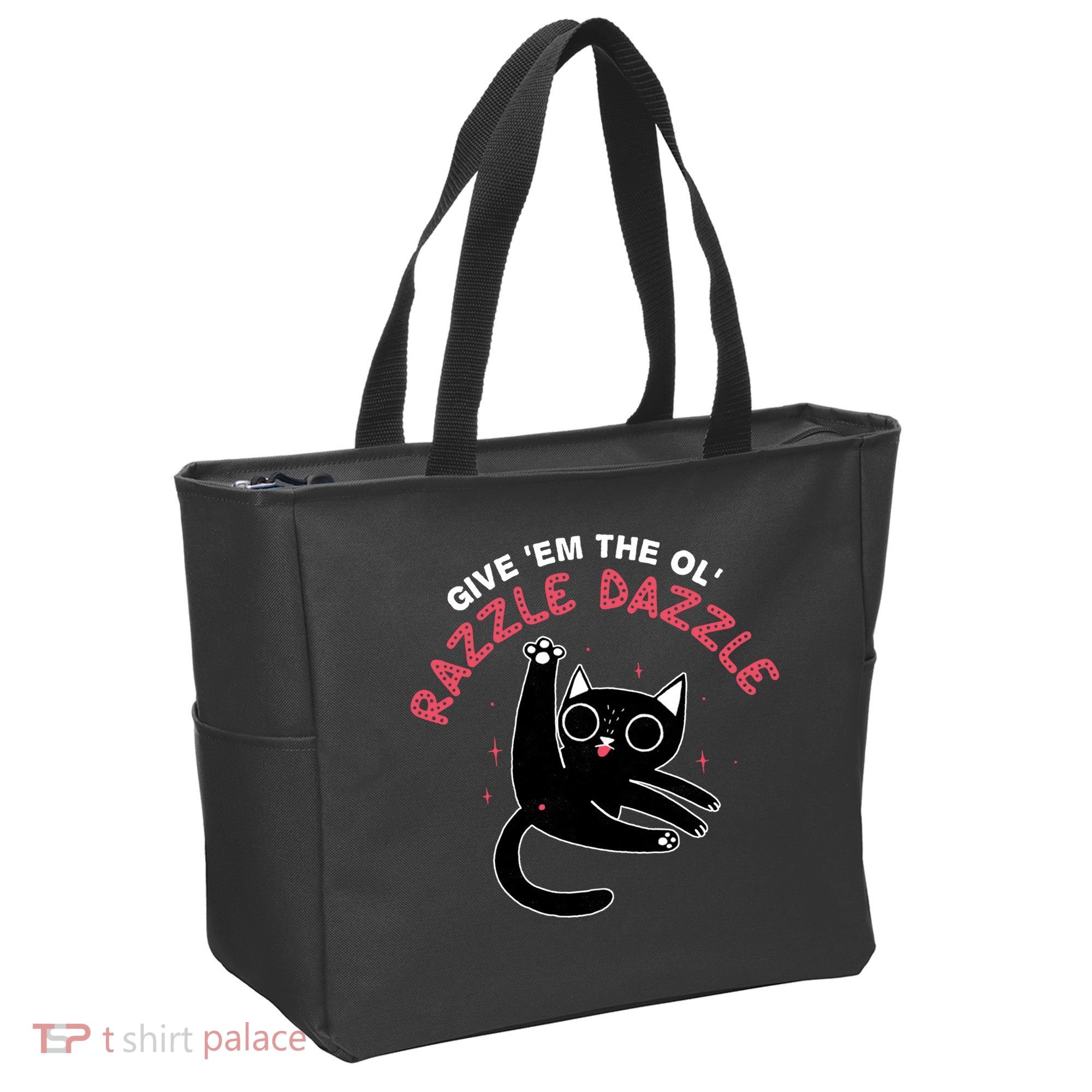Give Em The Ol Razzle Dazzle Cat Funny Tote Bag