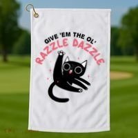 Give Em The Ol Razzle Dazzle Cat Funny Golf Towel thumb 1