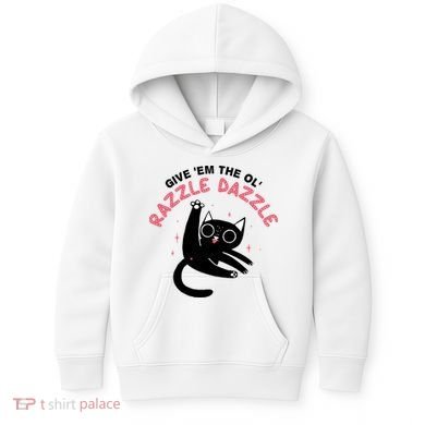 Give Em The Ol Razzle Dazzle Cat Funny Kids Hoodie