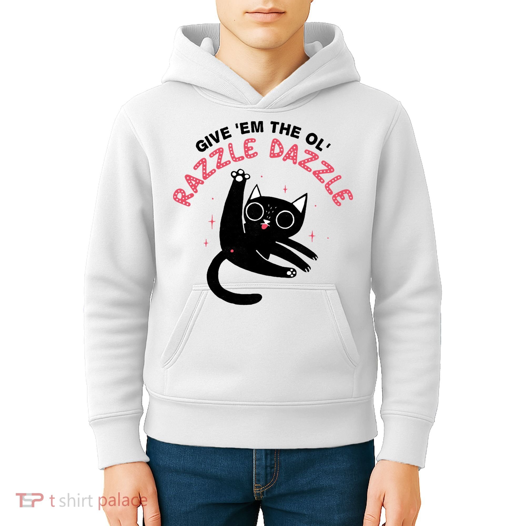 Give Em The Ol Razzle Dazzle Cat Funny Kids Hoodie