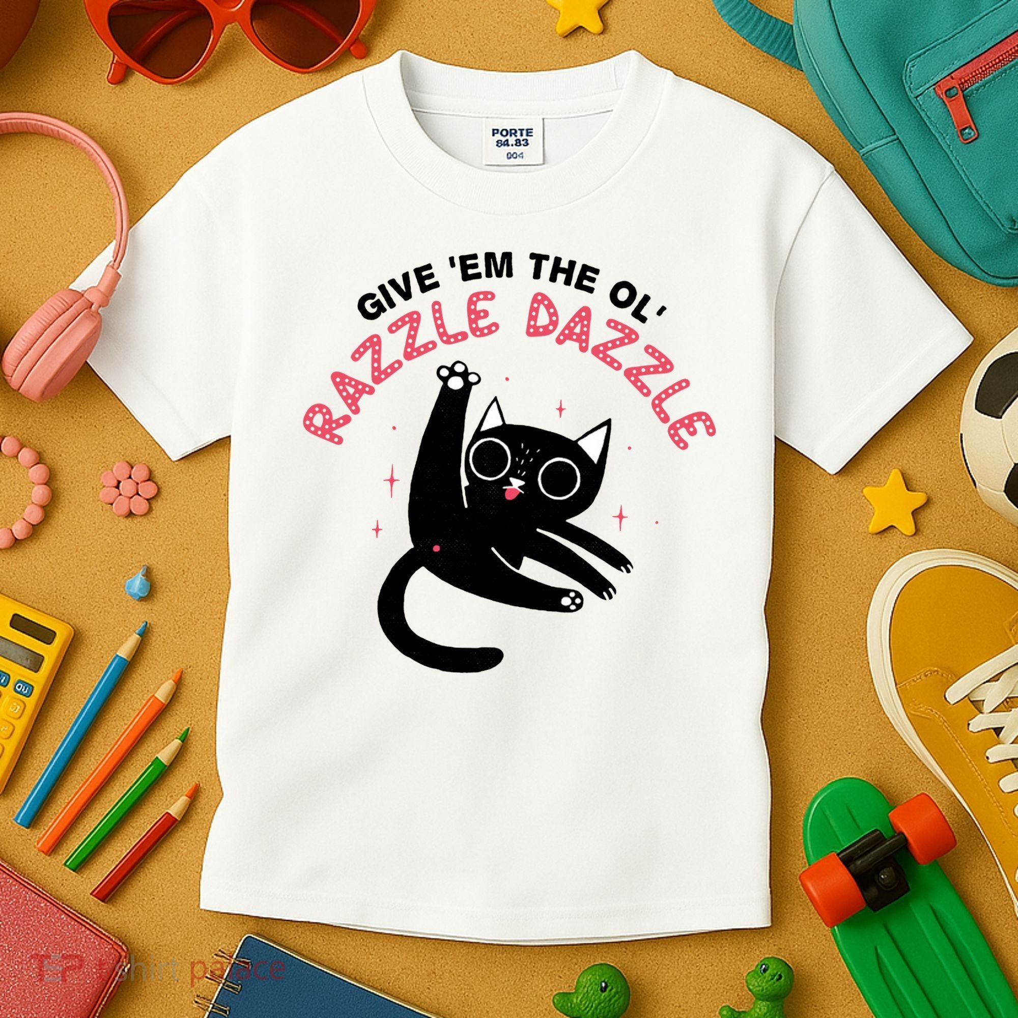Give Em The Ol Razzle Dazzle Cat Funny Kids T-Shirt