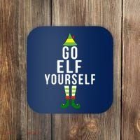 Go Elf Yourself Elf Costume Inappropriate Christmas Xmas Gift Coaster thumb 0