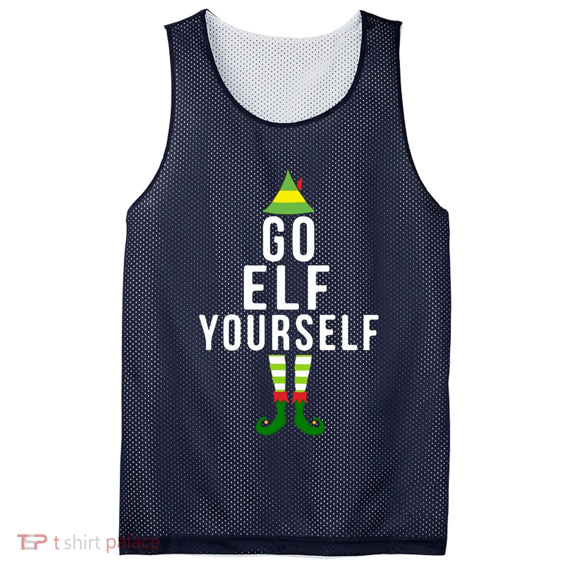 Go Elf Yourself Elf Costume Inappropriate Christmas Xmas Gift Mesh Reversible Basketball Jersey Tank