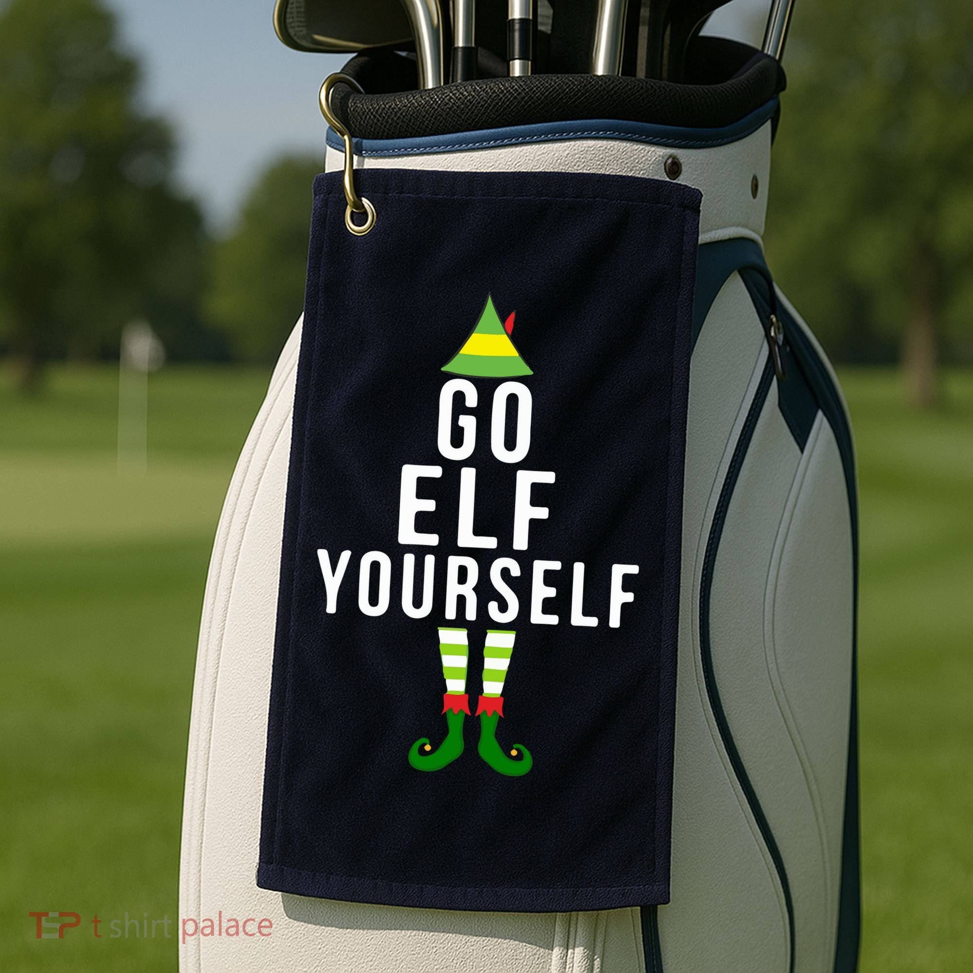 Go Elf Yourself Elf Costume Inappropriate Christmas Xmas Gift Golf Towel
