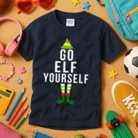 Go Elf Yourself Elf Costume Inappropriate Christmas Xmas Gift Kids T-Shirt thumb 3