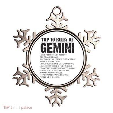 Gemini Funny 10 Rules Of Gemini Zodiac Signs Birthday Ornament