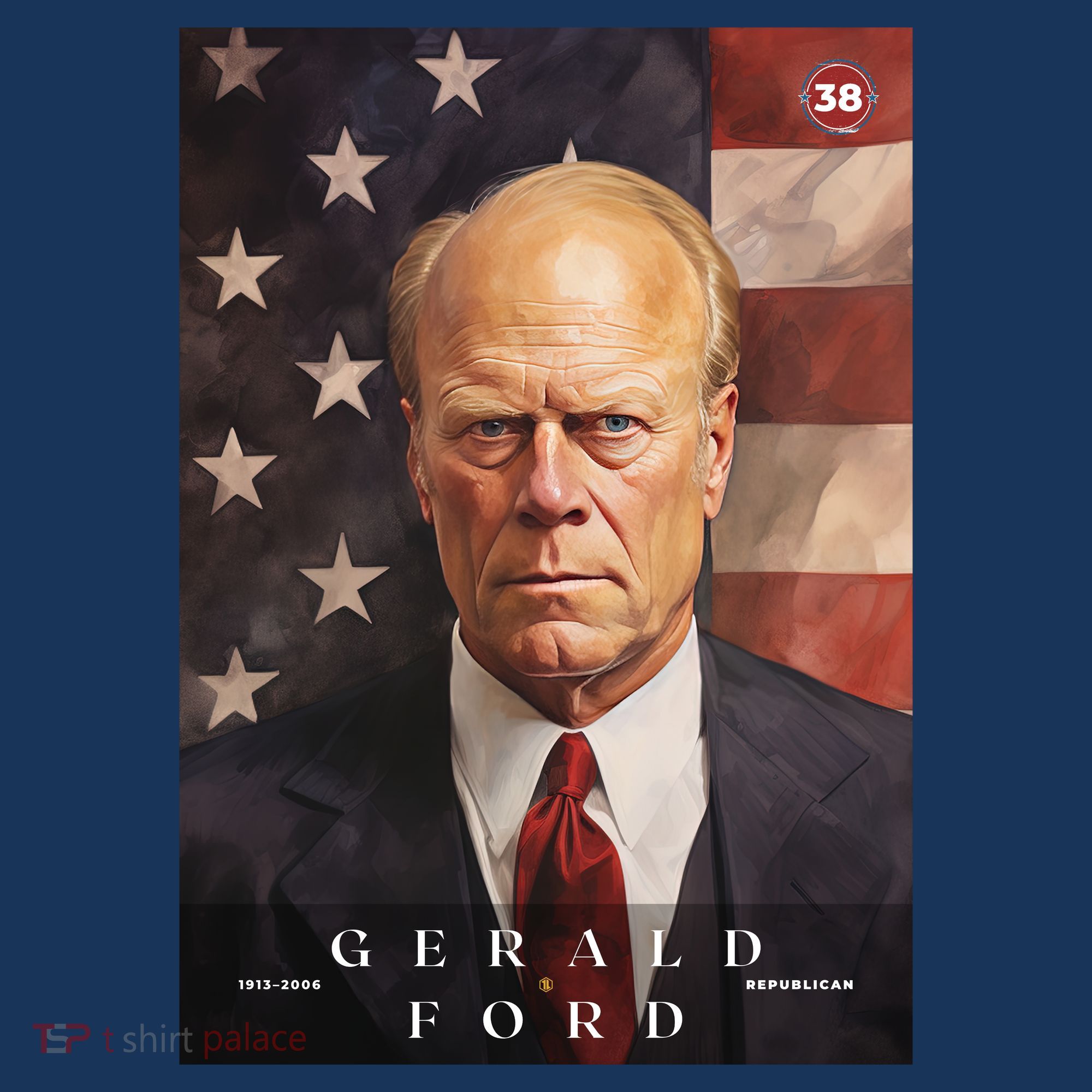 Gerald Ford 38th President Of The United States Portrait T-Shirt