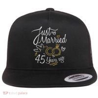 Gift For 45th Wedding Anniversary 45 Year Marriage Flat Bill Trucker Hat thumb 0