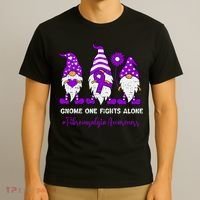Gnome Fibromyalgia Awareness Fibro Ribbon Purple Support T-Shirt thumb 3