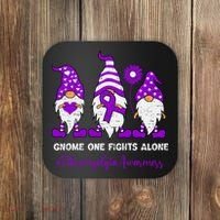 Gnome Fibromyalgia Awareness Fibro Ribbon Purple Support Coaster thumb 0