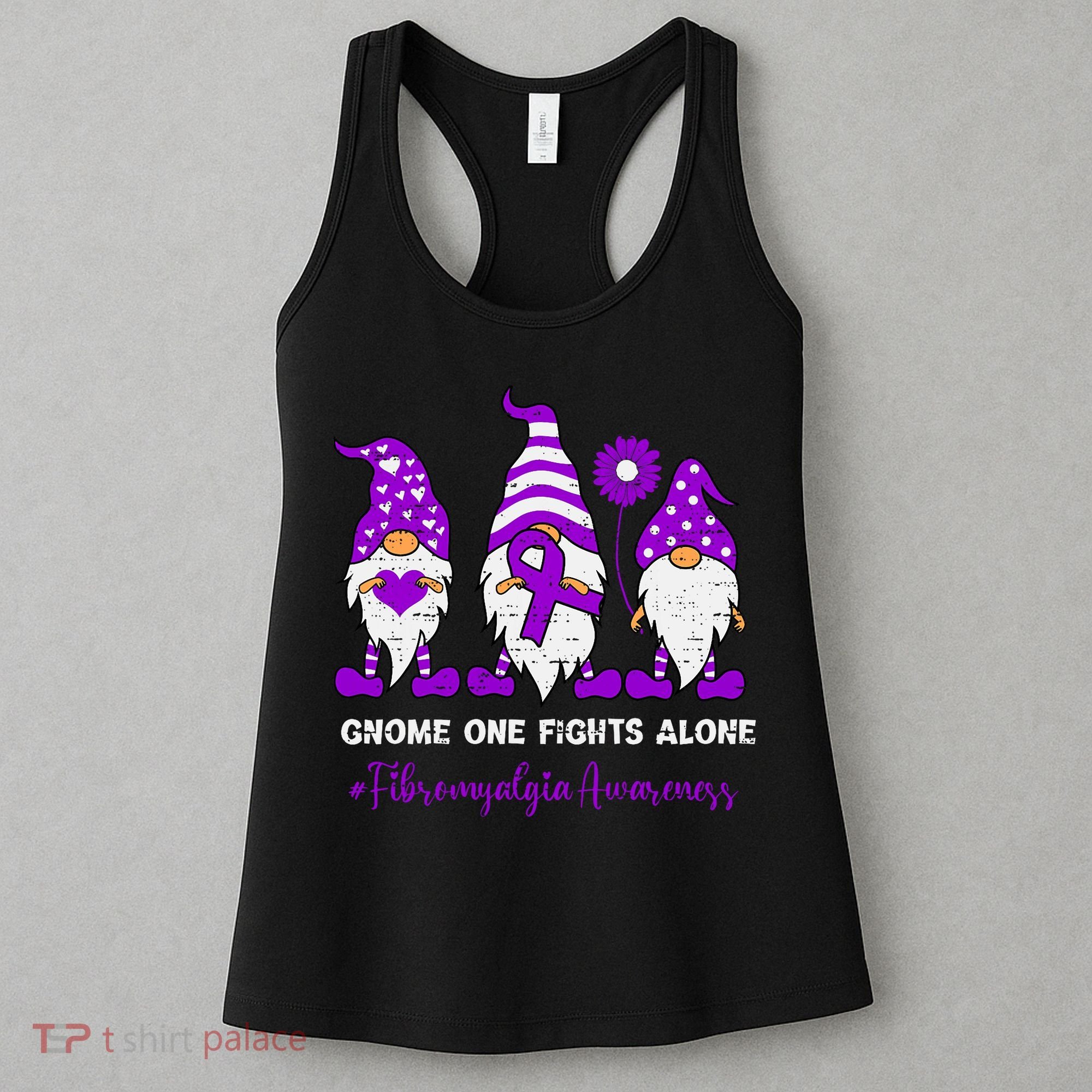 Gnome Fibromyalgia Awareness Fibro Ribbon Purple Support Women's Tank Top