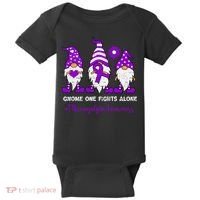 Gnome Fibromyalgia Awareness Fibro Ribbon Purple Support Baby Bodysuit thumb 0