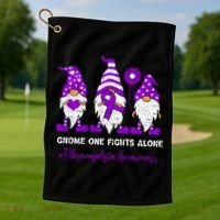 Gnome Fibromyalgia Awareness Fibro Ribbon Purple Support Golf Towel thumb 1