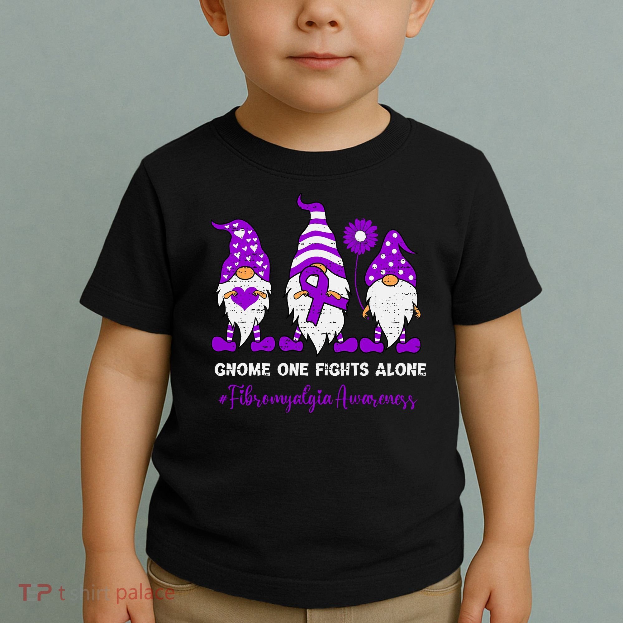 Gnome Fibromyalgia Awareness Fibro Ribbon Purple Support Toddler T-Shirt