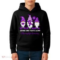 Gnome Fibromyalgia Awareness Fibro Ribbon Purple Support Kids Hoodie thumb 4