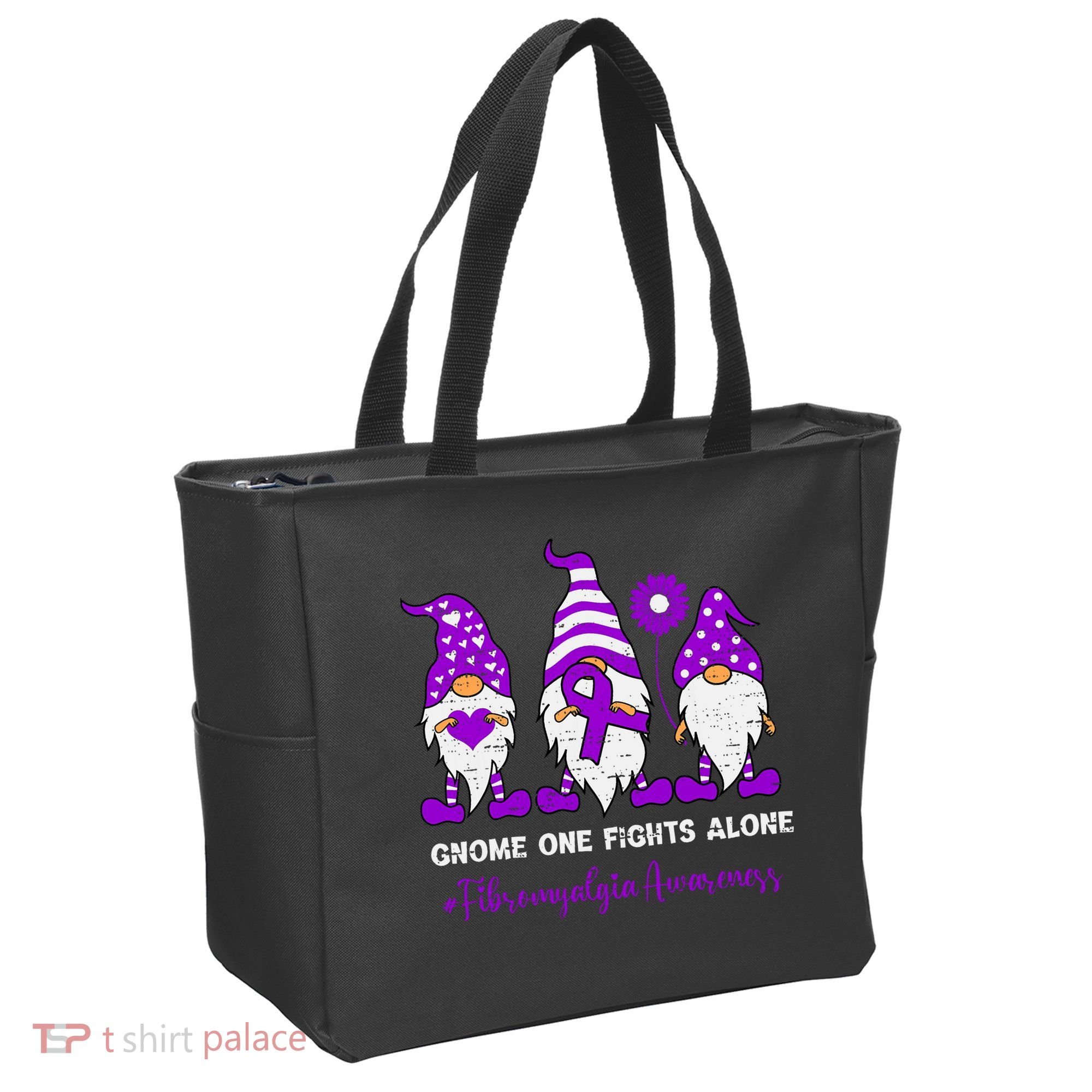 Gnome Fibromyalgia Awareness Fibro Ribbon Purple Support Tote Bag