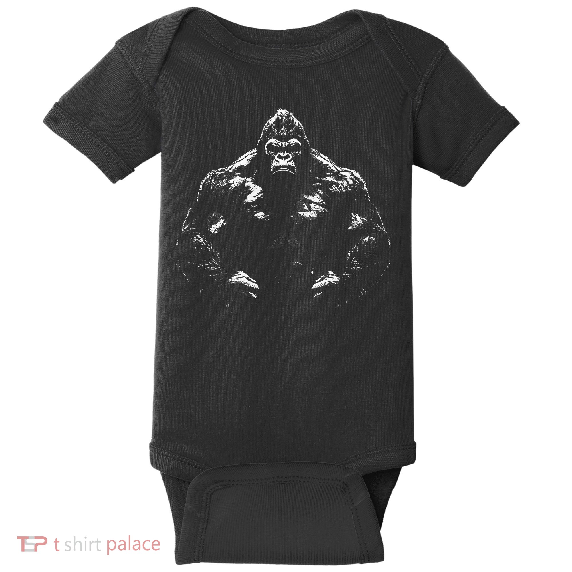 Gorilla Face Angry Growling Scary Silverback Gorilla Baby Bodysuit