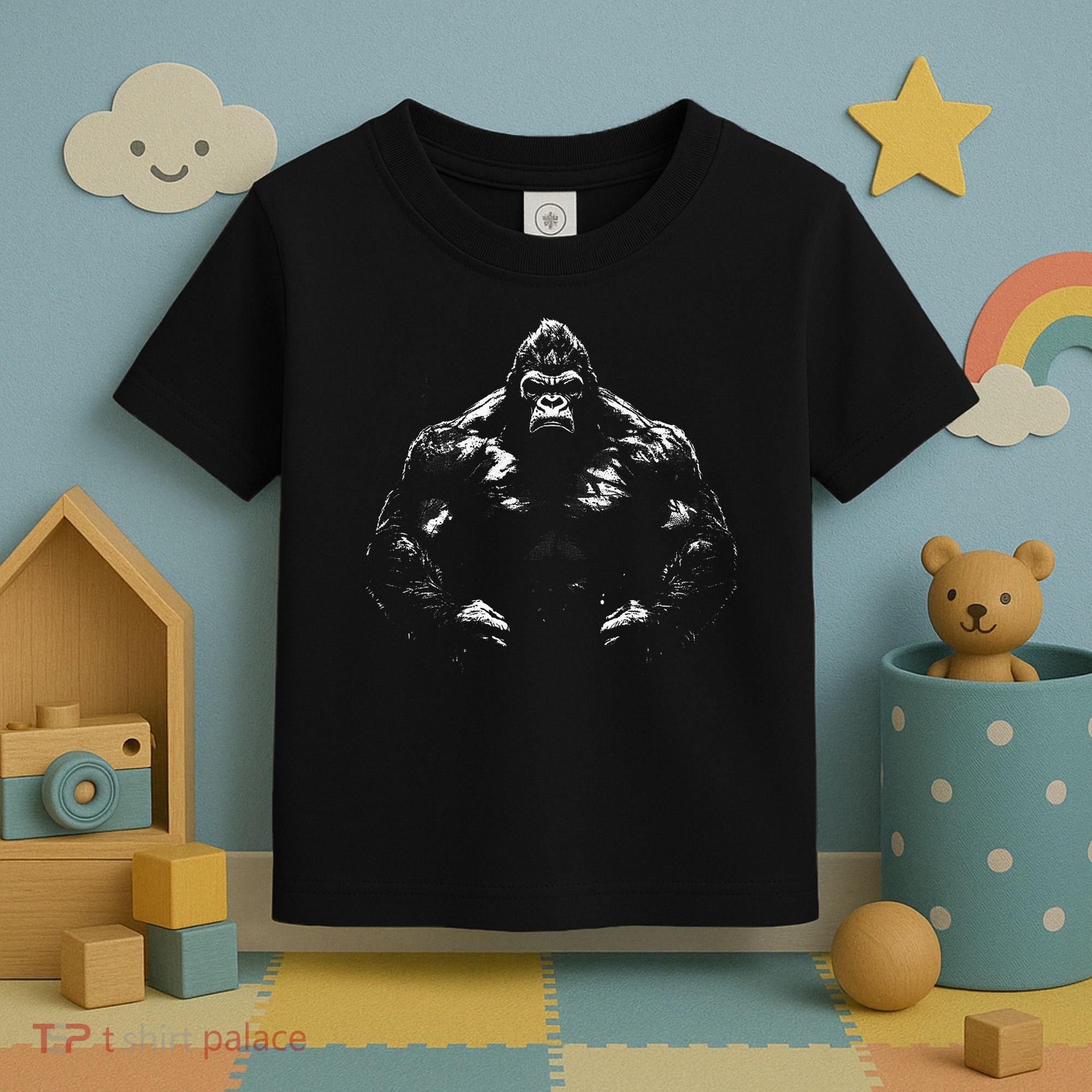 Gorilla Face Angry Growling Scary Silverback Gorilla Toddler T-Shirt