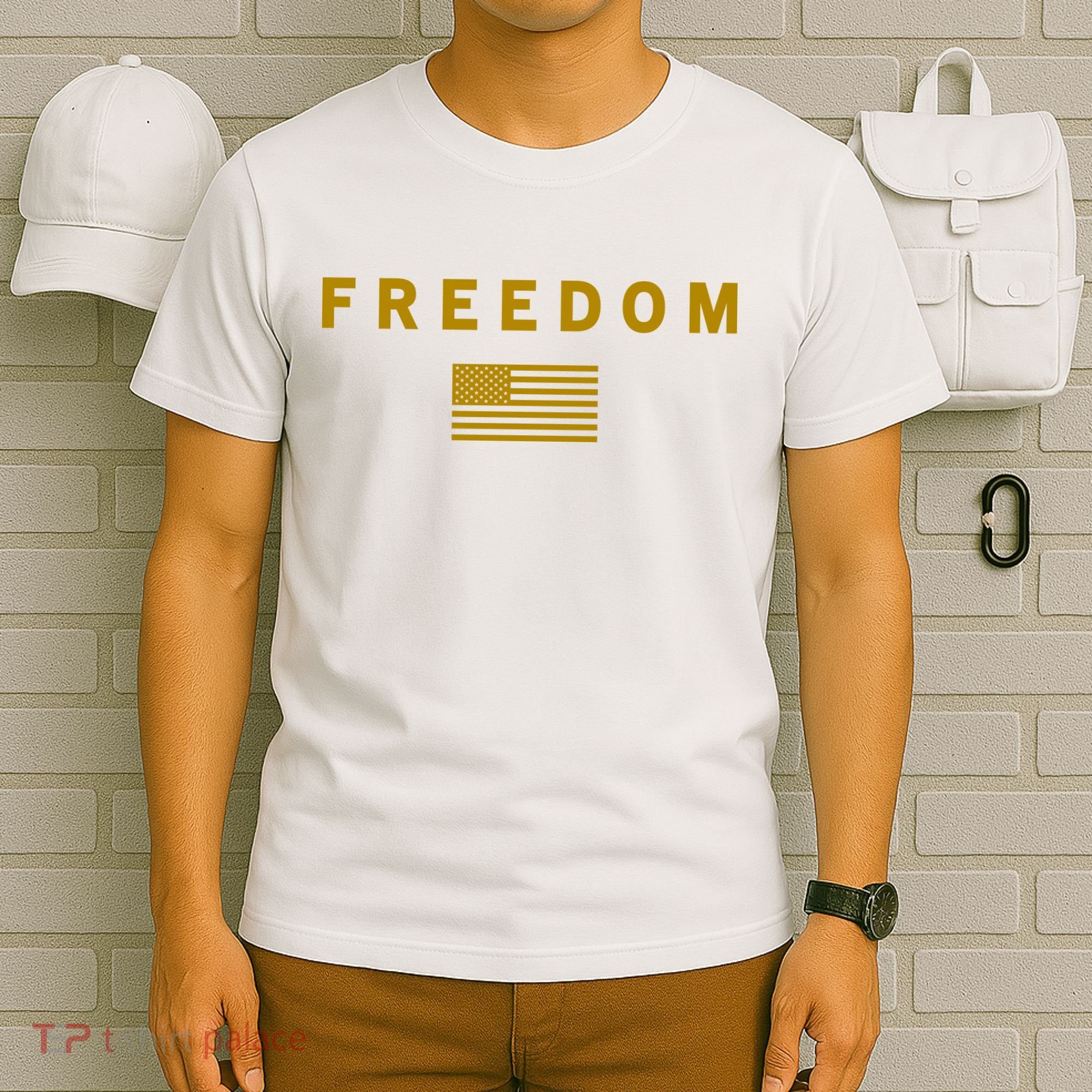 Gold Freedom American Values USA Flag Support Charlie Kirk T-Shirt