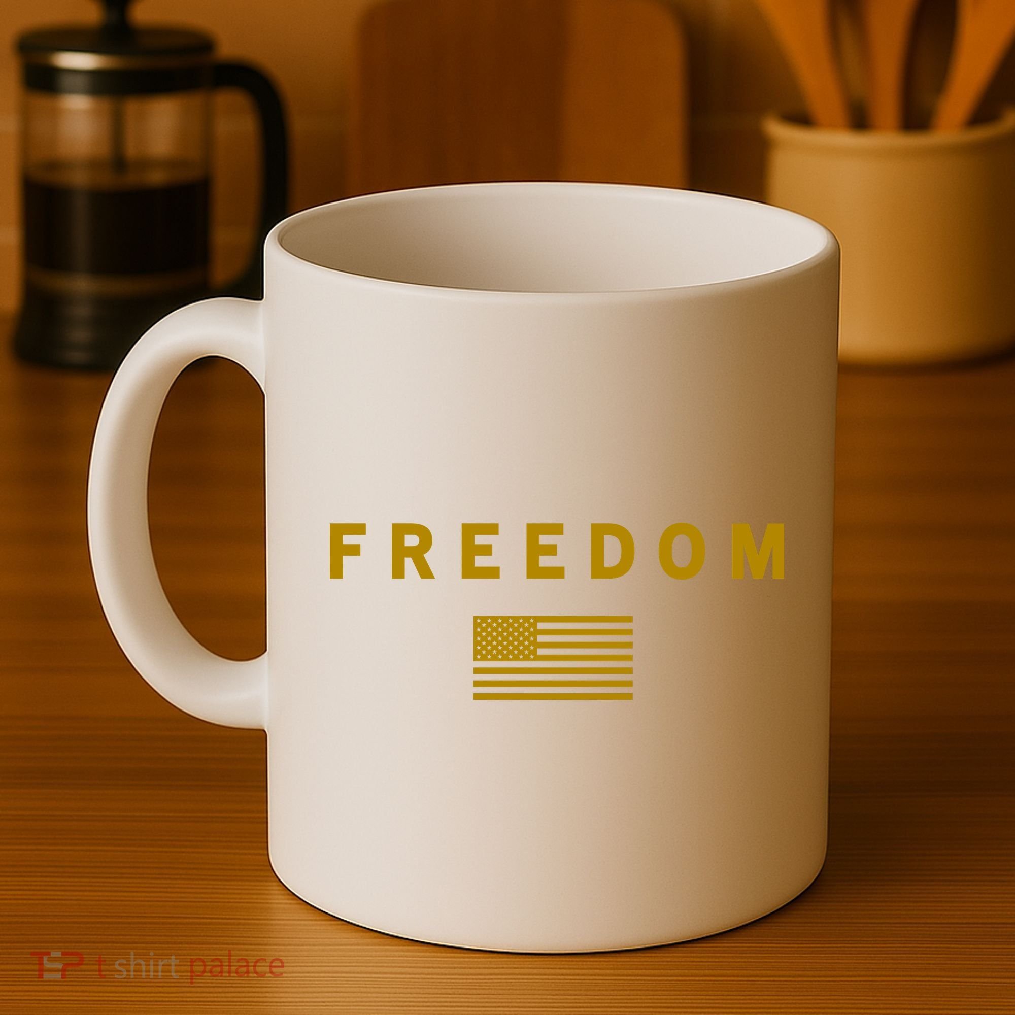 Gold Freedom American Values USA Flag Support Charlie Kirk Coffee Mug
