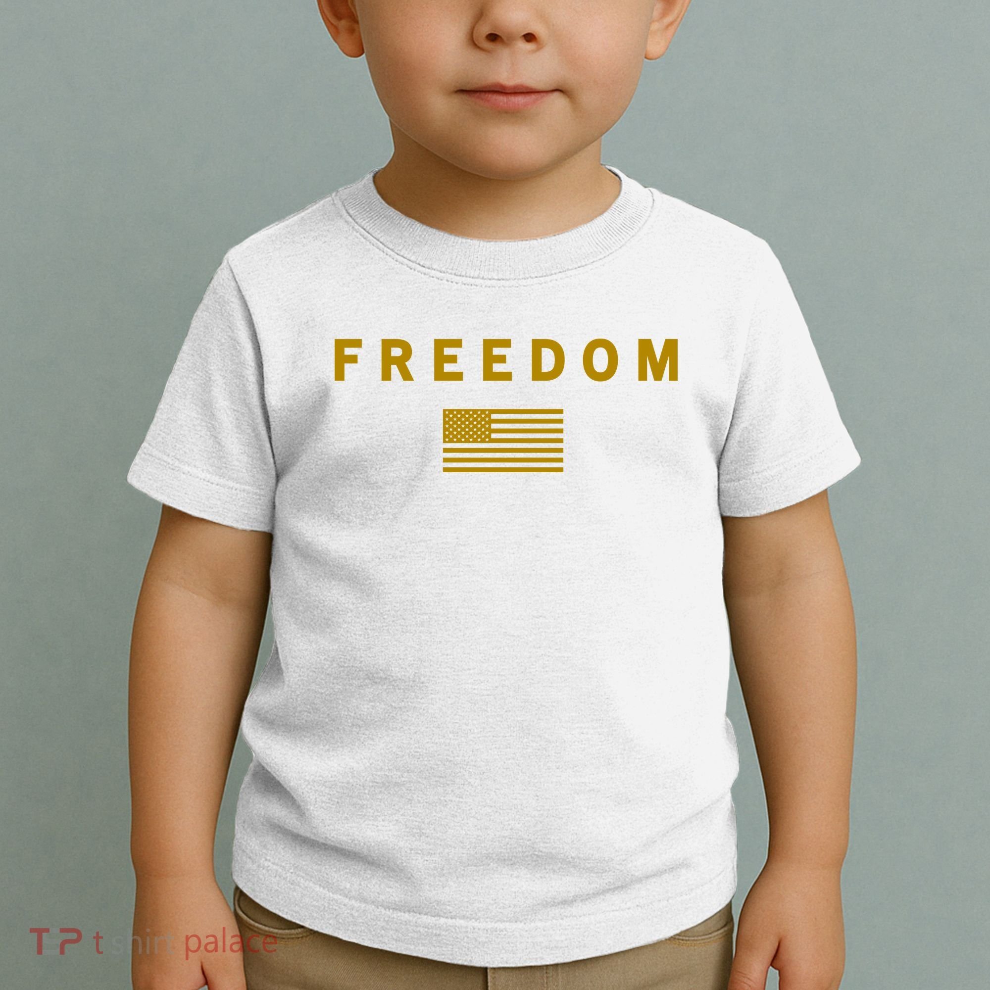 Gold Freedom American Values USA Flag Support Charlie Kirk Toddler T-Shirt