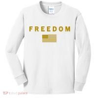 Gold Freedom American Values USA Flag Support Charlie Kirk Kids Long Sleeve Shirt thumb 0