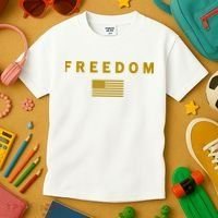 Gold Freedom American Values USA Flag Support Charlie Kirk Kids T-Shirt thumb 3