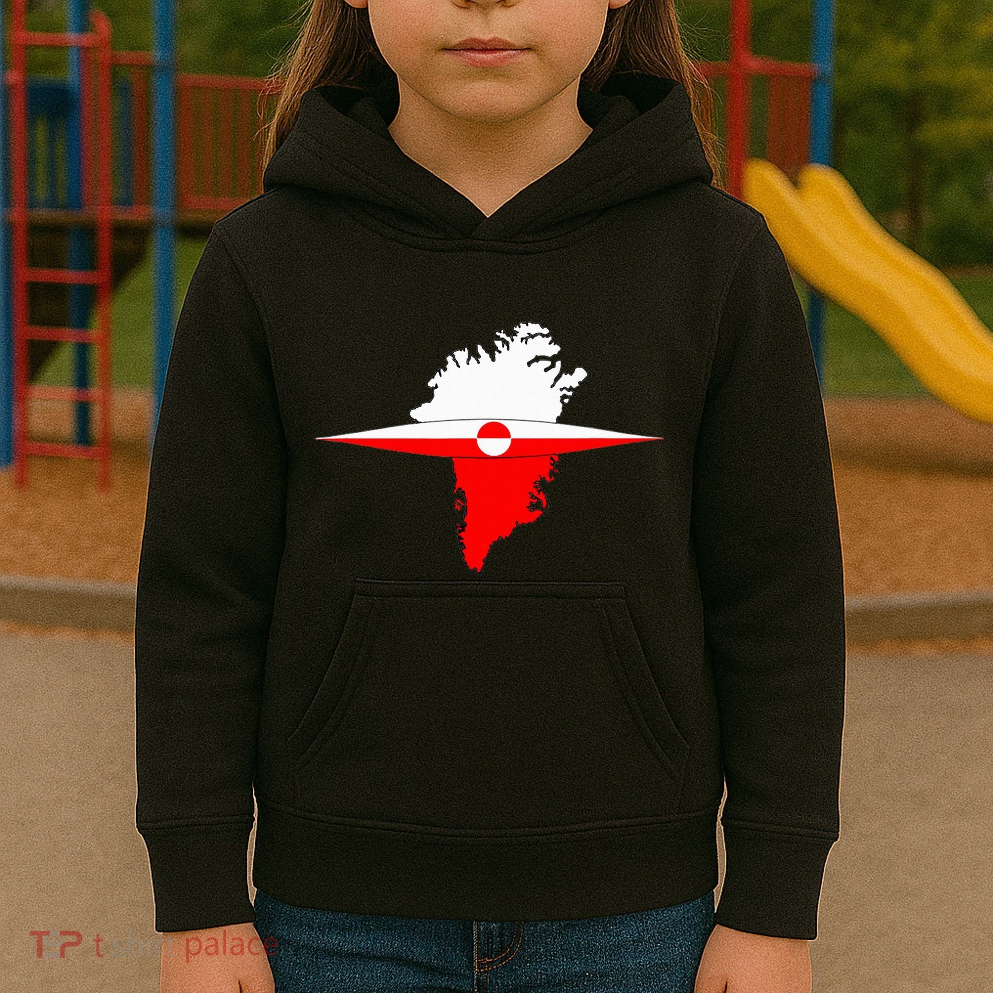 Greenland Flag And Kayak Qujaq Kids Hoodie