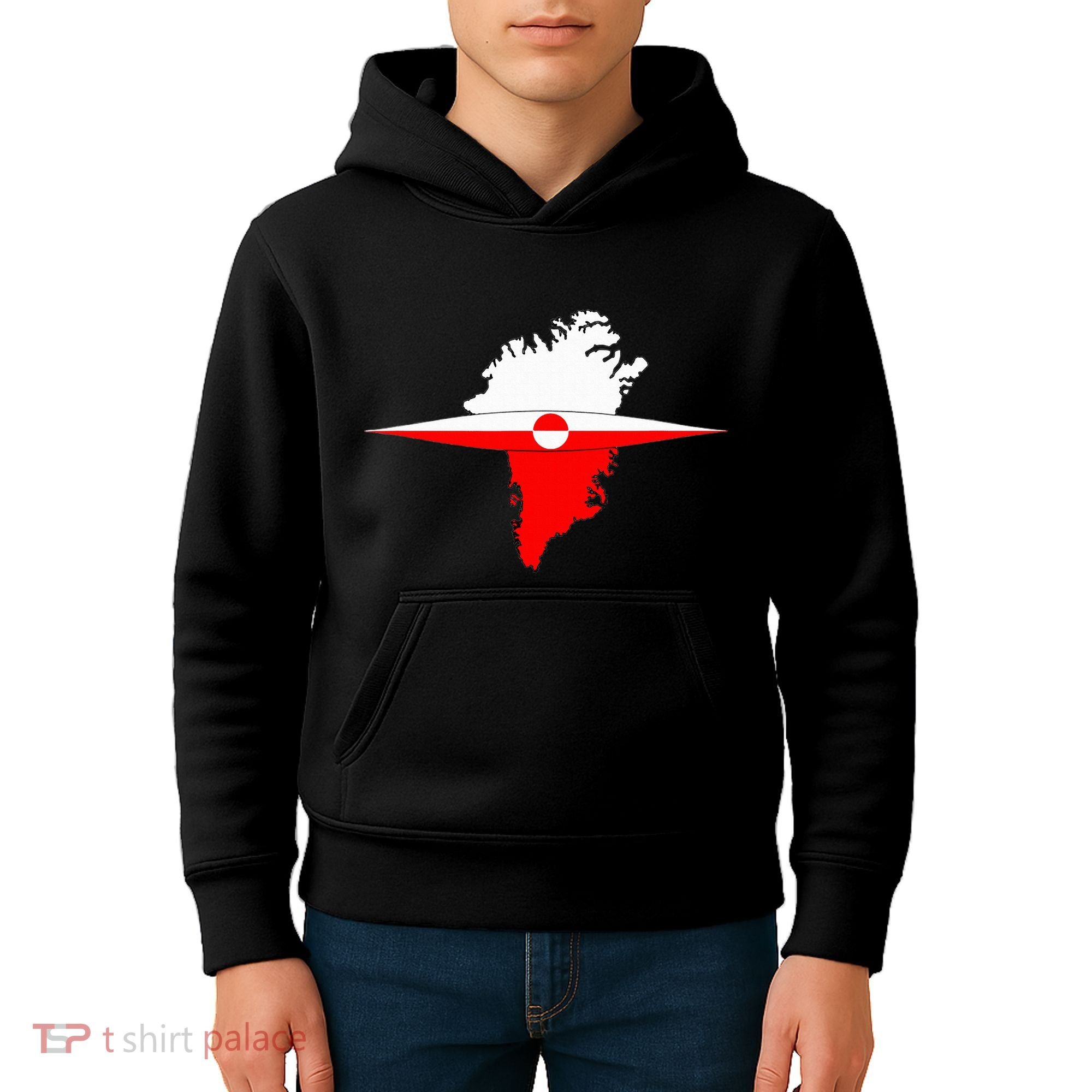 Greenland Flag And Kayak Qujaq Kids Hoodie