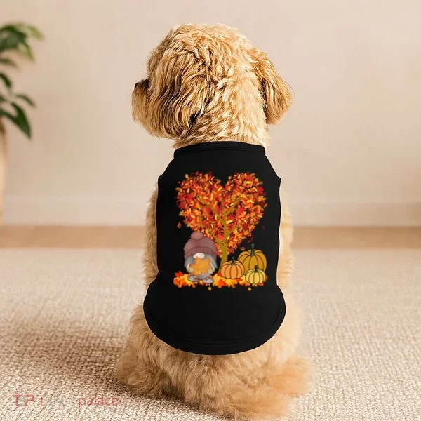 Gnome Fall Autumn Heart Cute Doggie Tank