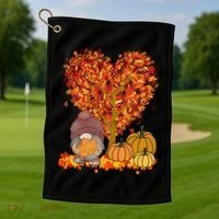 Gnome Fall Autumn Heart Cute Golf Towel thumb 1