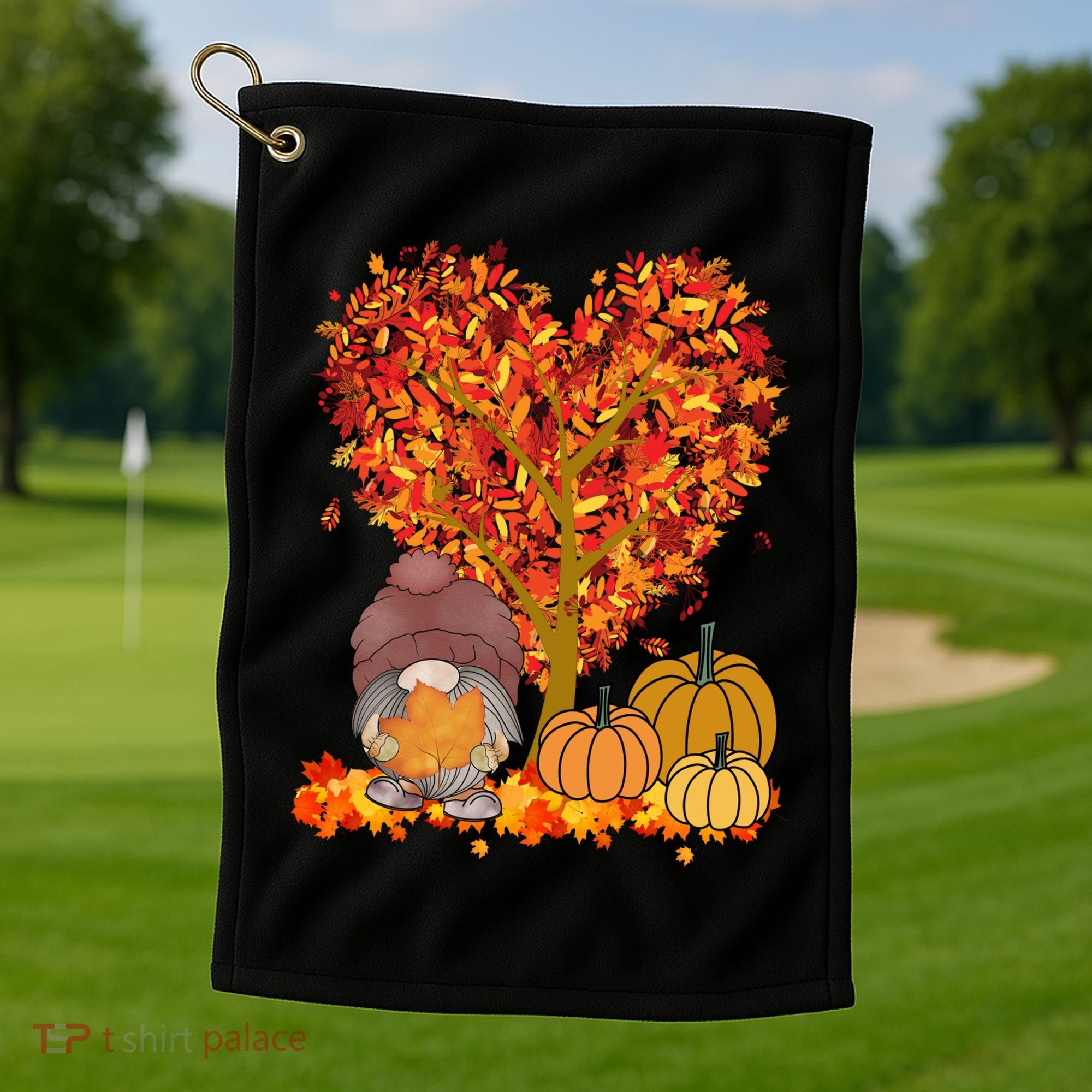 Gnome Fall Autumn Heart Cute Golf Towel