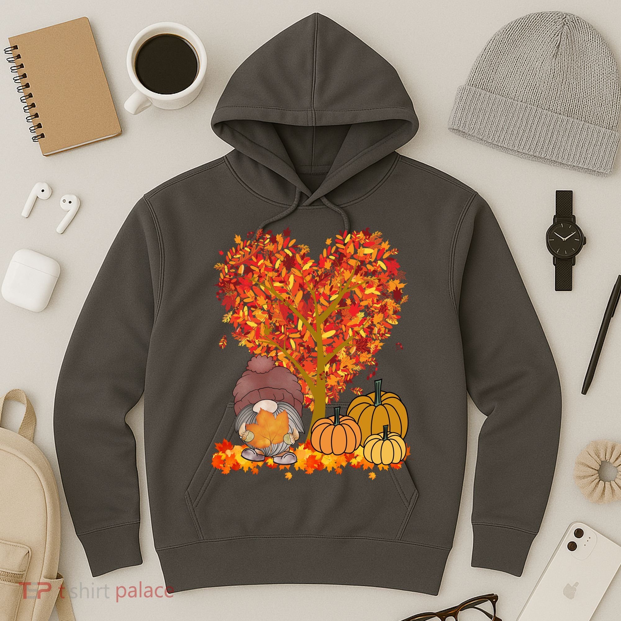 Gnome Fall Autumn Heart Cute Hoodie