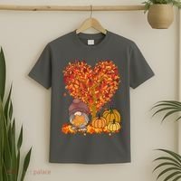Gnome Fall Autumn Heart Cute T-Shirt thumb 2