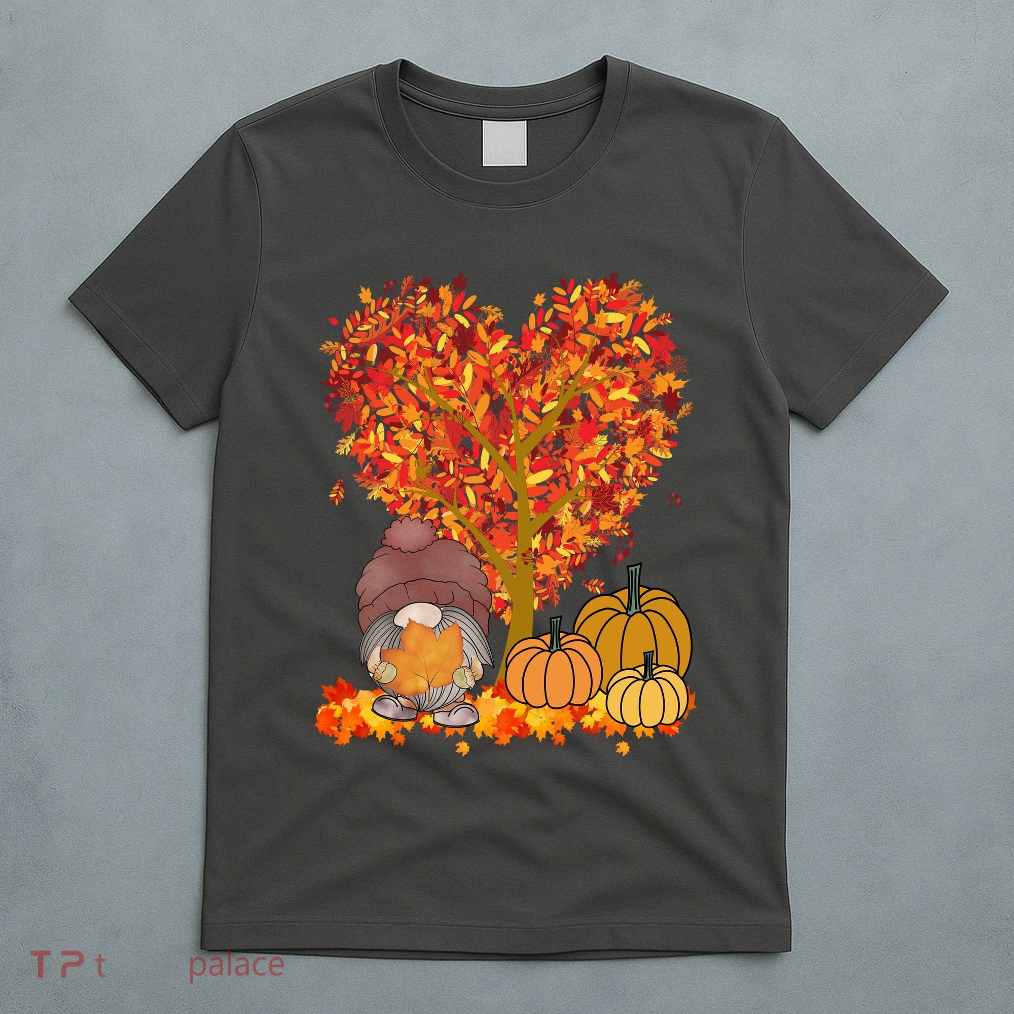 Gnome Fall Autumn Heart Cute T-Shirt