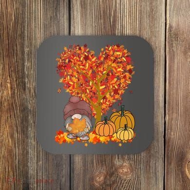 Gnome Fall Autumn Heart Cute Coaster