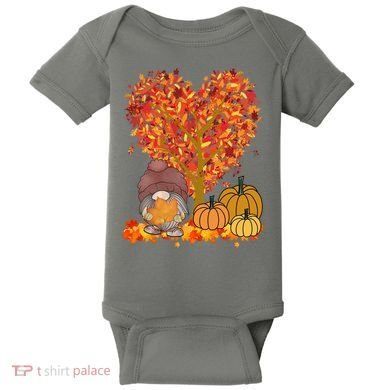 Gnome Fall Autumn Heart Cute Baby Bodysuit