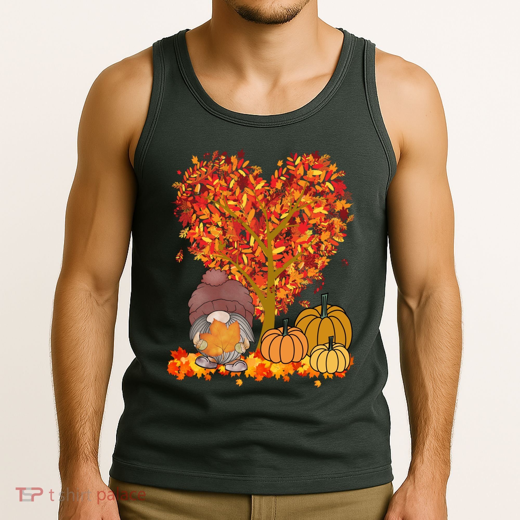 Gnome Fall Autumn Heart Cute Tank Top