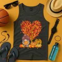Gnome Fall Autumn Heart Cute Tank Top thumb 4