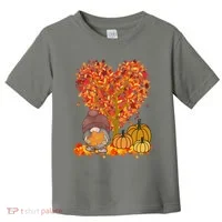 Gnome Fall Autumn Heart Cute Toddler T-Shirt thumb 0