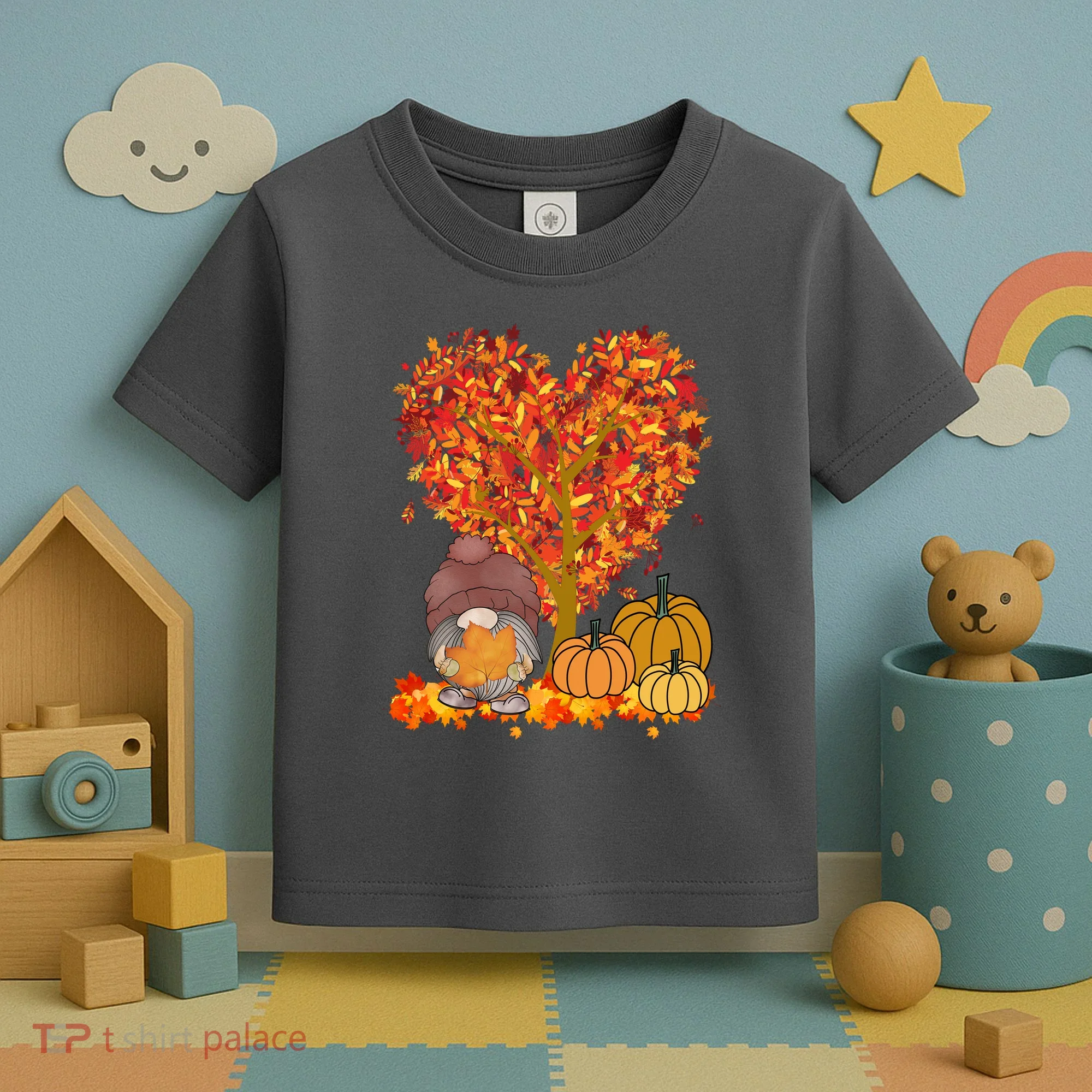 Gnome Fall Autumn Heart Cute Toddler T-Shirt