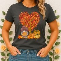 Gnome Fall Autumn Heart Cute Women's T-Shirt thumb 2