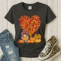 Gnome Fall Autumn Heart Cute Women's T-Shirt thumb 3