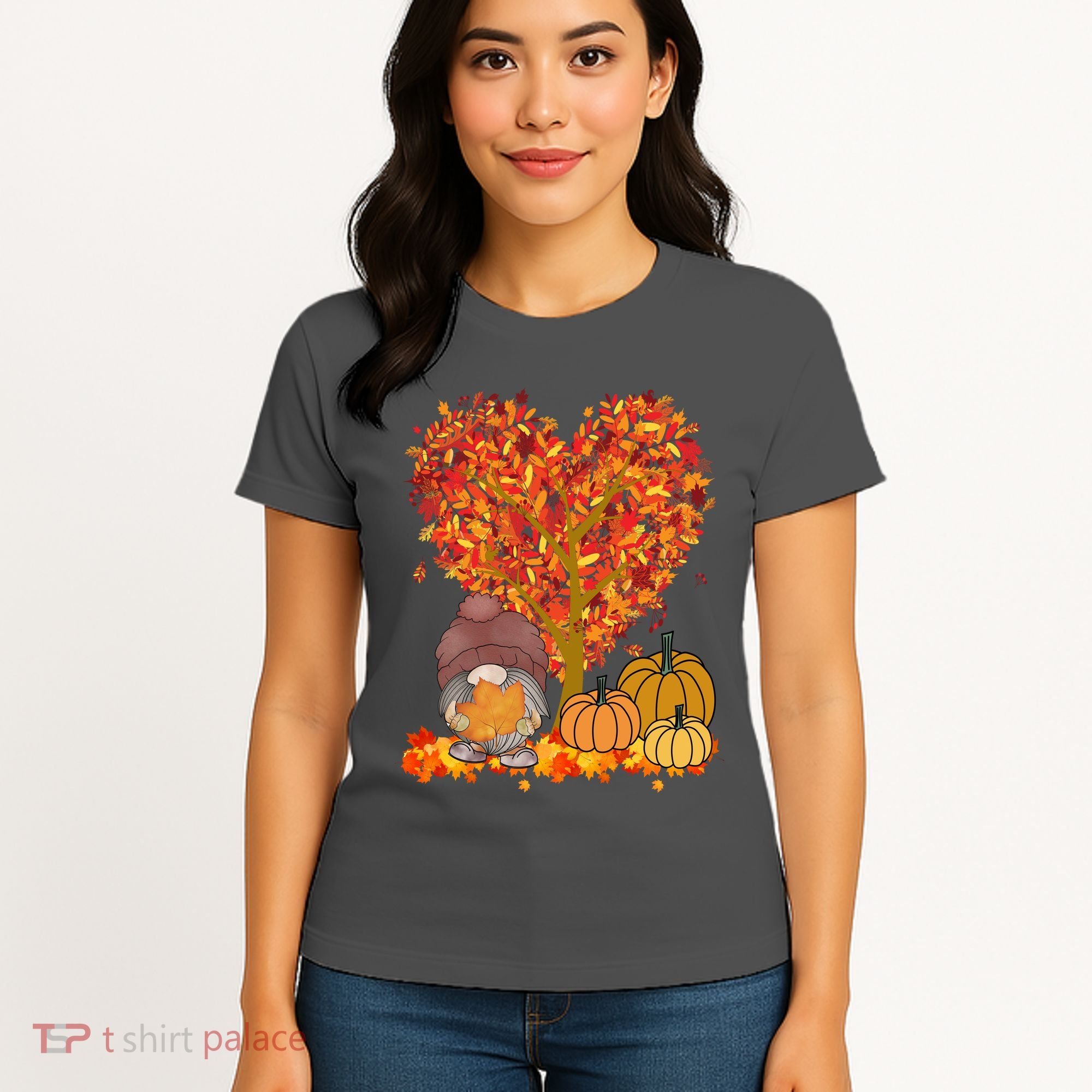 Gnome Fall Autumn Heart Cute Women's T-Shirt