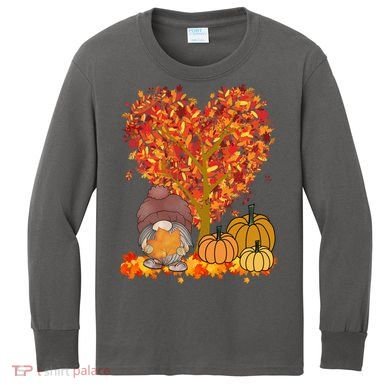 Gnome Fall Autumn Heart Cute Kids Long Sleeve Shirt